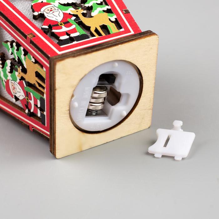 Ёлочная игрушка «Фонарь с Дедом Морозом», от батареек, свечение тёплое белое - фото 1927501832
