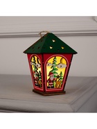 Ёлочная игрушка «Фонарь с Дедом Морозом», 12х8х8 см, 1 LED, от батареек, свечение тёплое белое - фото 6618204