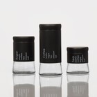 Набор банок стеклянных для сыпучих продуктов «Трио», 3 предмета: 350/550/750 мл, 9,5×10,5/15/19,8 см, цвет чёрный - фото 4573612