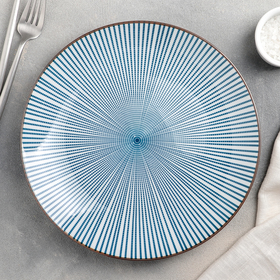 Тарелка керамическая обеденная «Мерцание», d=26 см, цвет голубой/белый