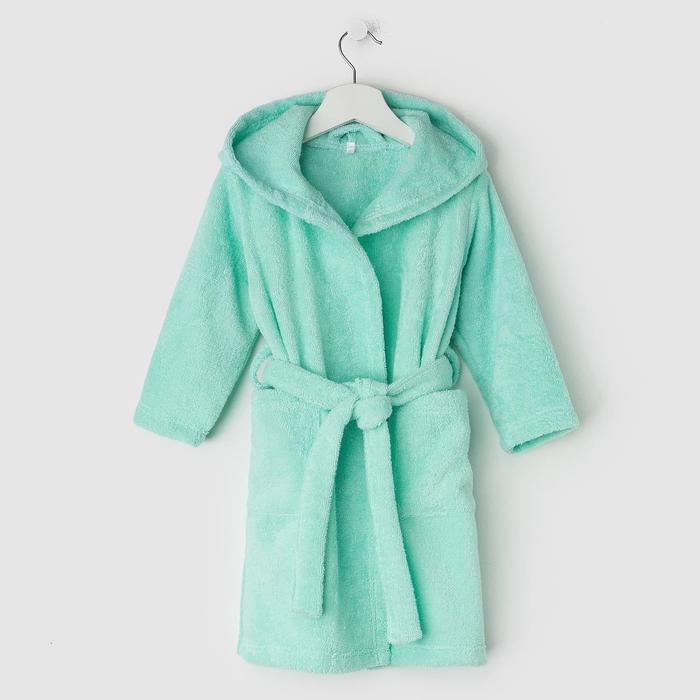 Халат махровый детский «Экономь и Я», размер 30, 100% хлопок с AIRO, бирюзовый