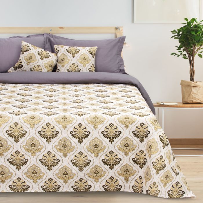 Покрывало гобеленовое «Этель. Барокко», 140×200 см, 450 г/м², бежевое - Фото 1