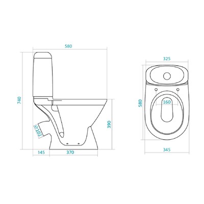 Унитаз компакт Santek «Римини» косой выпуск, 1-реж. арм., сиденье полипропилен