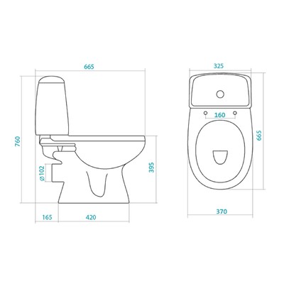 Унитаз компакт Santek «Цезарь» прямой выпуск, 2-реж. арм., дюропласт softclose тонкое