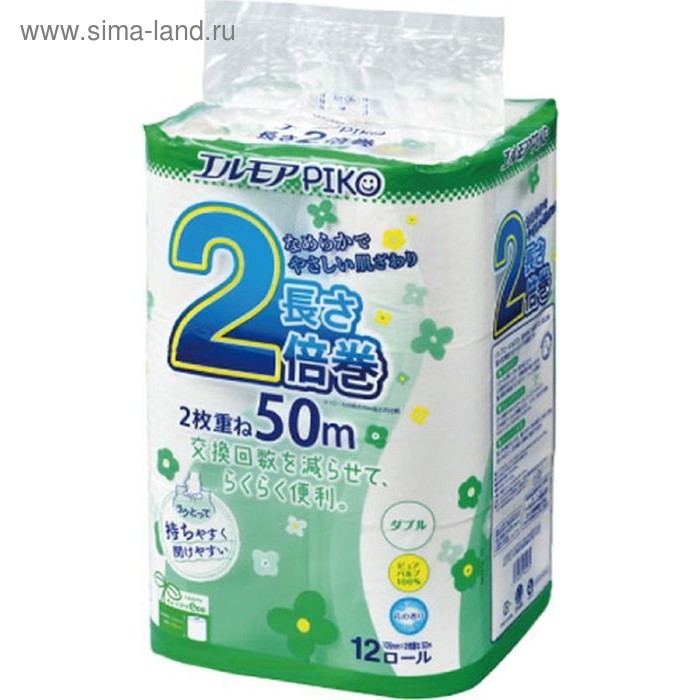 Ароматизированная туалетная бумага Kami Shodji Ellemoi Piko, 1 слой, 50 м, 12 рулонов - Фото 1