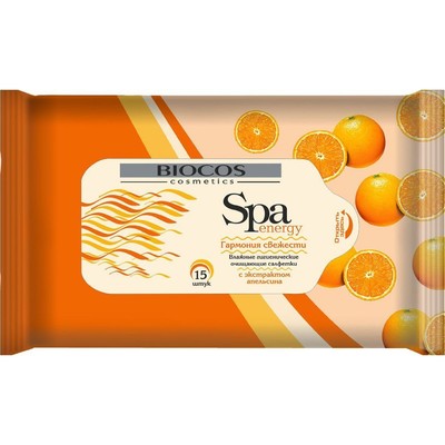 Салфетки влажные BioCos Spa Energy «Апельсин», 15 шт.