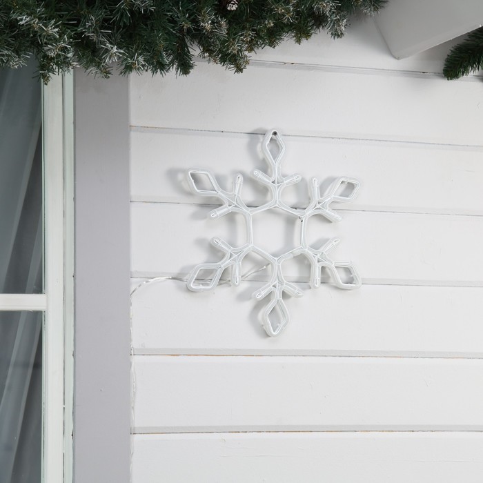Неоновая фигура «Снежинка», 37 см, 288 LED, 12 В, 8 режимов, свечение белое/тёплое белое - фото 1918896451