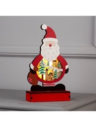 Светодиодная фигура «Дед Мороз» 24×13×5 см, дерево, от батареек АА×2, свечение тёплое белое - фото 65487818