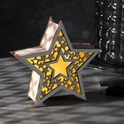 Светодиодная фигура «Звезда» 16 × 16 × 5 см, дерево, батарейки АААх2 (не в комплекте), свечение тёплое белое - фото 2892357