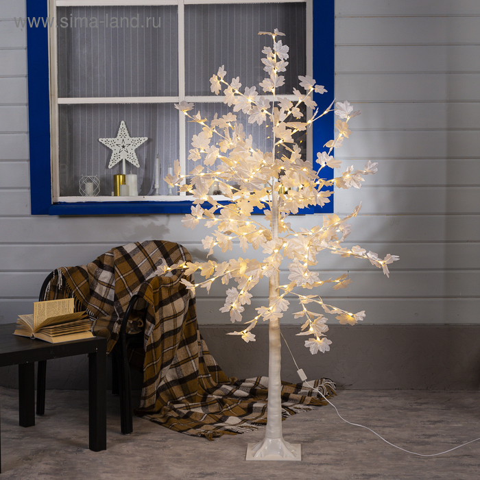 Светодиодное дерево «Клён белый» 1.6 м, 160 LED, постоянное свечение, 220 В, свечение тёплое белое - Фото 1