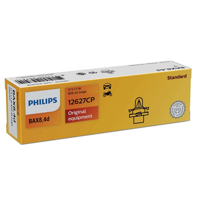 Лампа автомобильная Philips Beige, BAX, 12В, 1.5 Вт, (BX8,4D), 12627CP