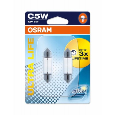 Лампа автомобильная Osram Ultra Life, C5W, 12 В, 5 Вт, (SV8,5-35/11), 6418ULT