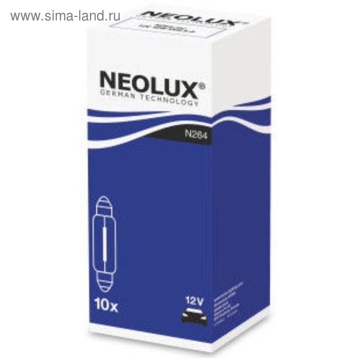 Лампа автомобильная NEOLUX, T10.5, 12 В, 10 Вт, (SV8,5-41/11), N264 - Фото 1