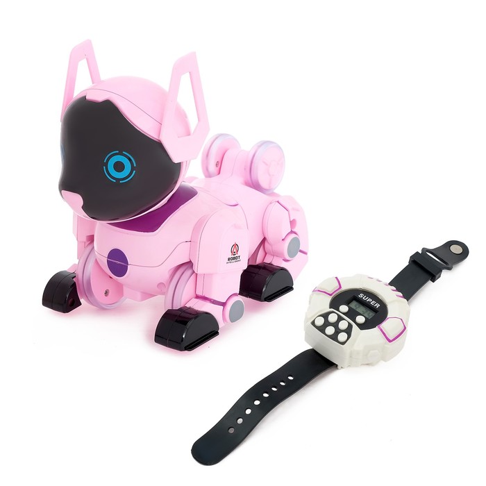 Робот собака «Паппи» , с программированием, на пульте управления, интерактивный: звук, свет, на аккумуляторе, розовый - фото 1905591674