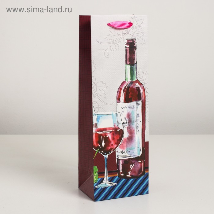 Пакет ламинированный под бутылку, 12 х 9 х 36 см - Фото 1