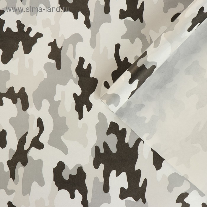 Бумага упаковочная крафт "Камуфляж арктик", 0,7 х 10 м - Фото 1