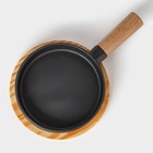 Сковорода «Мини», d=16 см, чугун, деревянная ручка, чёрная - Фото 3