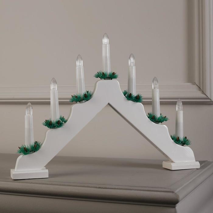 Светодиодная фигура «Рождественская горка» 39 × 29 × 4.5 см, дерево, 220 В, свечение тёплое белое - фото 1898243920