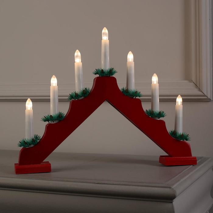 Светодиодная фигура «Рождественская горка» 39 × 29 × 4.5 см, дерево, 220 В, свечение тёплое белое - Фото 1