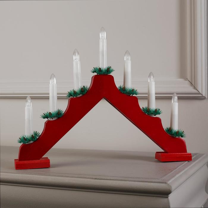 Светодиодная фигура «Рождественская горка» 39 × 29 × 4.5 см, дерево, 220 В, свечение тёплое белое - фото 1899719082