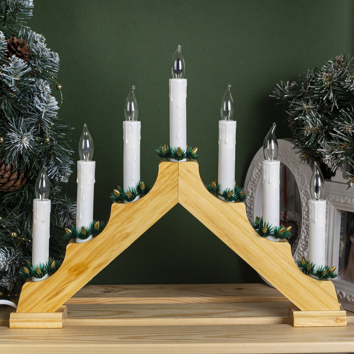 Светодиодная фигура «Рождественская горка» 39.5 × 33 × 5 см, дерево, 220 В, эффект пламени - фото 1898243928