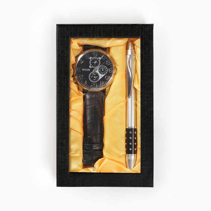 Набор подарочный 2 в 1 (ручка, часы), МИКС - Фото 1