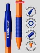 Ручка шариковая ErichKrause. R-301 Orange Matic & Grip, автоматическая, синий стержень, узел 0.7 мм, резиновый упор - Фото 2
