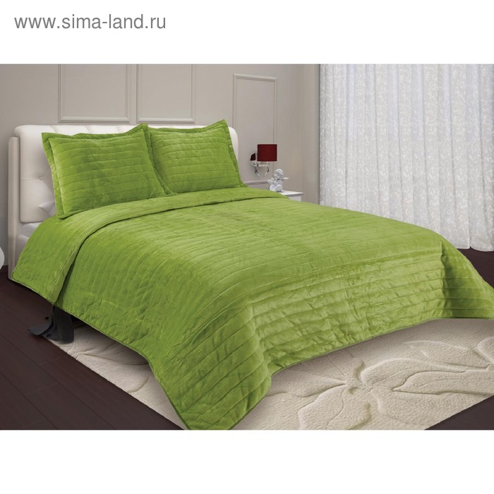 Комплект с покрывалом Bland, размер 230х250 см, 50х70 - 2 шт, цвет зелёный - Фото 1