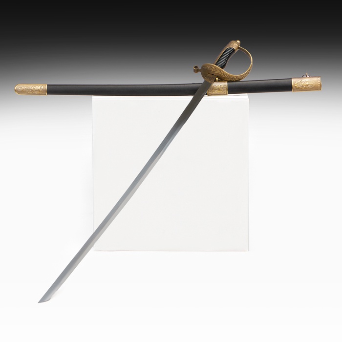 Макет оружия «Сувенирная сабля. Защита», ножны чёрные с бронзой, клинок 77 см - Фото 1