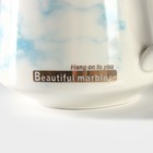 Чайная пара керамическая «Листочек», 3 предмета: чашка 320 мл, блюдце 25,5×16 см, ложка, цвет голубой - фото 4287273