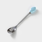 Чайная пара «Листочек», 3 предмета: чашка 320 мл, блюдце 25.5×16 см, ложка, керамика, голубая - Фото 6