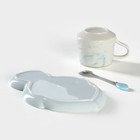 Чайная пара керамическая «Листочек», 3 предмета: чашка 320 мл, блюдце 25,5×16 см, ложка, цвет голубой - Фото 7