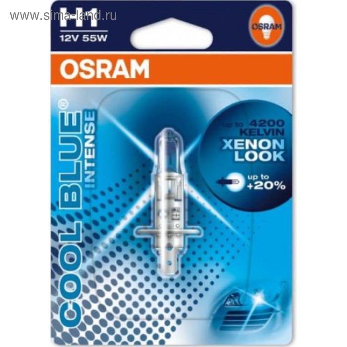 Лампа автомобильная Osram Cool Blue Intense, H1, 12 В, 55 Вт, 64150CBI-01B - Фото 1