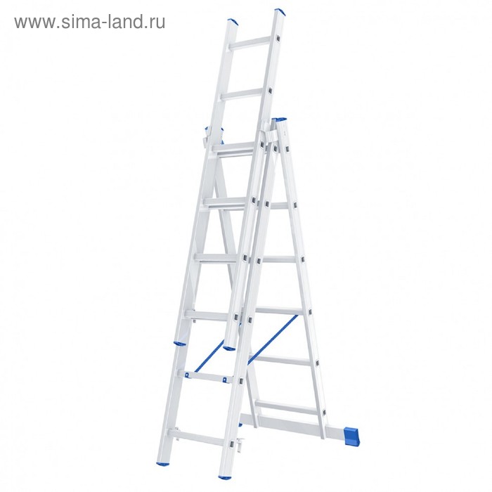 Лестница шарнирная "Сибртех" 97816, алюминиевая, трехсекционная, 3х6 ступеней - Фото 1