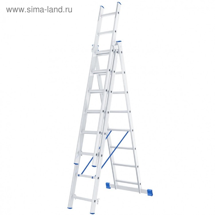 Лестница шарнирная "Сибртех" 97818, алюминиевая, трехсекционная, 3х8 ступеней - Фото 1