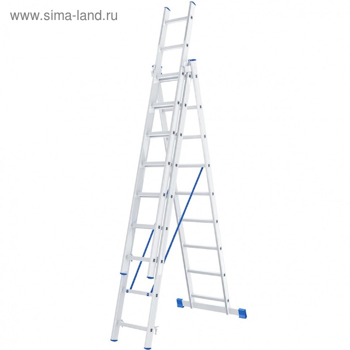Лестница шарнирная "Сибртех" 97819, алюминиевая, трехсекционная, 3х9 ступеней - Фото 1
