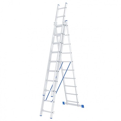 Лестница шарнирная «Сибртех» 97820, алюминиевая, трехсекционная, 3×10 ступеней