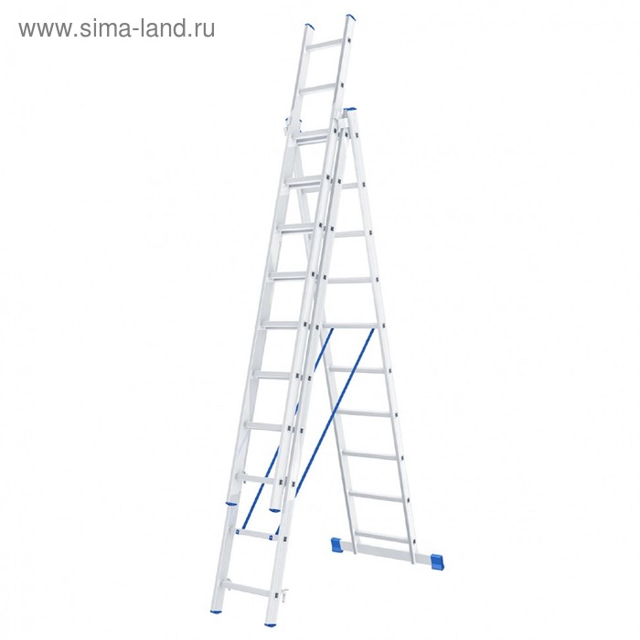 Лестница шарнирная "Сибртех" 97820, алюминиевая, трехсекционная, 3х10 ступеней - Фото 1
