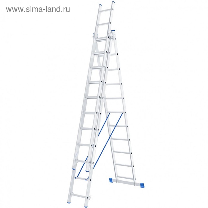 Лестница шарнирная "Сибртех" 97821, алюминиевая, трехсекционная, 3х11 ступеней - Фото 1