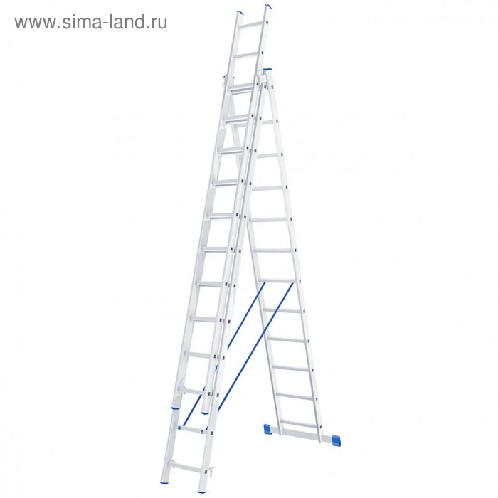 Лестница шарнирная "Сибртех" 97822, алюминиевая, трехсекционная, 3х12 ступеней - Фото 1