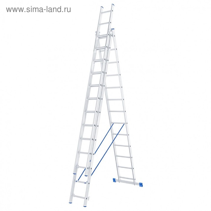 Лестница шарнирная "Сибртех" 97823, алюминиевая, трехсекционная, 3х13 ступеней - Фото 1