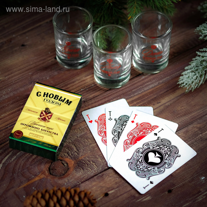 Подарочный набор «С Новым годом!», рюмки и карты - Фото 1