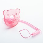 Соска - пустышка цельносиликоновая классическая «Мишка», от 0 мес., с держателем, в контейнере, цвет розовый - Фото 4