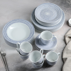 Набор посуды керамической Доляна «Антик», 24 предмета: тарелки d=19,5/20,5/24 см, чайная пара 200 мл, цвет белый - фото 3472642