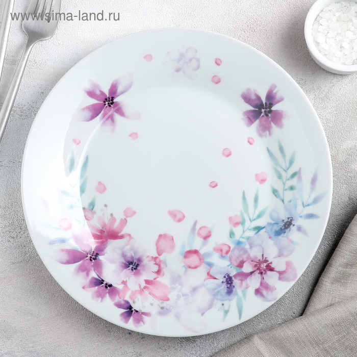 Тарелка обеденная Доляна «Флора», d=24 см, керамика - Фото 1
