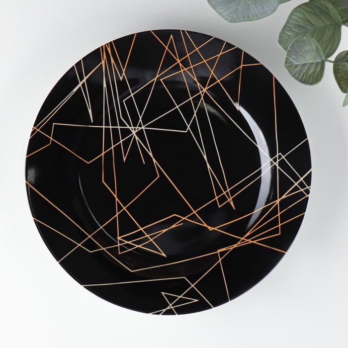 Тарелка керамическая обеденная Доляна «Кассиопея», d=24 см, цвет чёрный