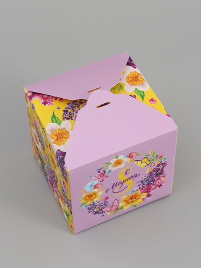 Коробка подарочная складная, упаковка, «С 8 Марта», 12×12×12 см