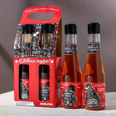 Набор "Медвежьей силы": шампунь для всех типов волос, 250 мл; гель для душа во флаконе пиво, мужской парфюм, 250 мл