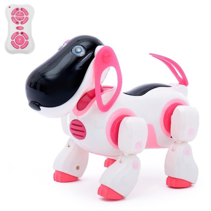 Робот собака «Ки-Ки», программируемый, на пульте управления, интерактивный: звук, свет, танцующий, музыкальный, на батарейках, на русском языке, розовый - фото 1905593357