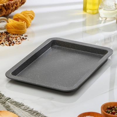 Противень Доляна «Элин Мрамор. Прямоугольник», 33×23×2 см, антипригарное покрытие, серый